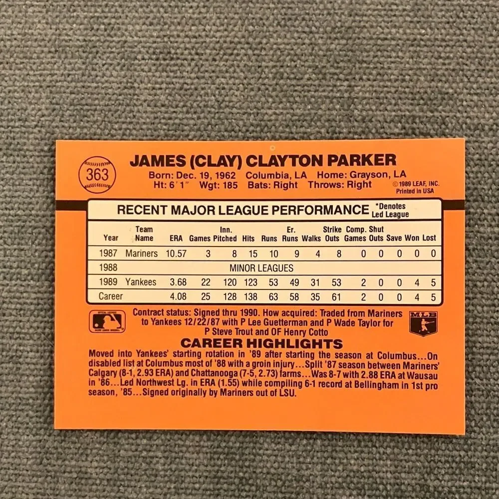 1990 Donruss New York Yankees Baseball Card Trading Card